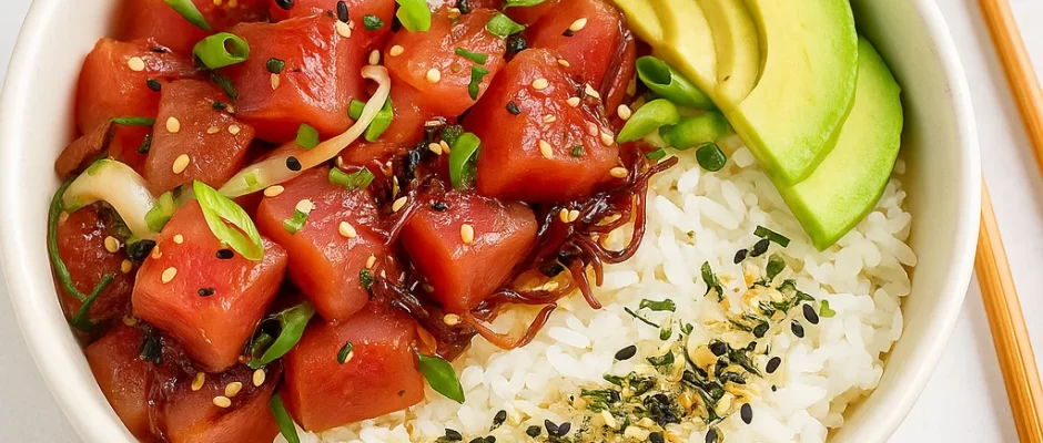 Shoyu Ahi Poke Bowl Recipe (Hawaiian Style)